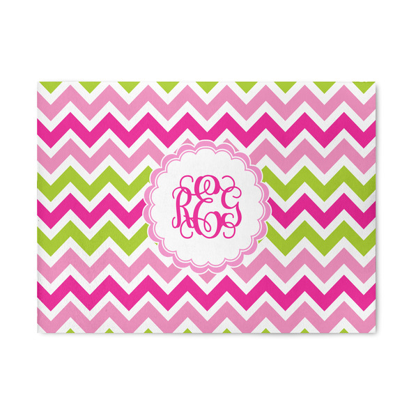 Custom Pink & Green Chevron 5' x 7' Patio Rug (Personalized)