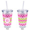 Pink & Green Chevron Acrylic Tumbler - Full Print - Approval