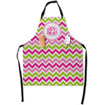 Pink & Green Chevron Apron With Pockets w/ Monogram