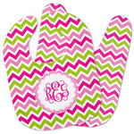 Pink & Green Chevron Baby Bib w/ Monogram