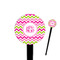 Pink & Green Chevron Black Plastic 4" Food Pick - Round - Closeup