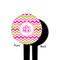 Pink & Green Chevron Black Plastic 4" Food Pick - Round - Single Sided - Front & Back