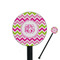 Pink & Green Chevron Black Plastic 5.5" Stir Stick - Round - Closeup