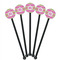 Pink & Green Chevron Black Plastic 5.5" Stir Stick - Round - Fan View