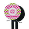 Pink & Green Chevron Black Plastic 5.5" Stir Stick - Single Sided - Round - Front & Back