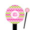 Pink & Green Chevron Black Plastic 6" Food Pick - Round - Closeup