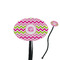 Pink & Green Chevron Black Plastic 7" Stir Stick - Oval - Closeup