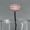 Pink & Green Chevron Black Plastic 7" Stir Stick - Oval - Main