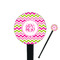 Pink & Green Chevron Black Plastic 7" Stir Stick - Round - Closeup