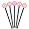 Pink & Green Chevron Black Plastic 7" Stir Stick - Round - Fan View