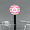 Pink & Green Chevron Black Plastic 7" Stir Stick - Round - Main