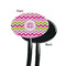 Pink & Green Chevron Black Plastic 7" Stir Stick - Single Sided - Oval - Front & Back