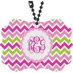 Pink & Green Chevron Rear View Mirror Decor (Personalized)