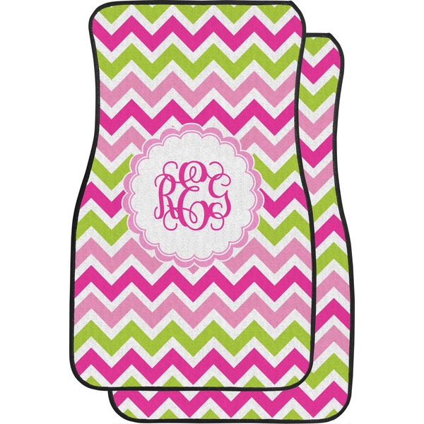 Custom Pink & Green Chevron Car Floor Mats (Personalized)