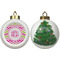 Pink & Green Chevron Ceramic Christmas Ornament - X-Mas Tree (APPROVAL)