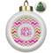 Pink & Green Chevron Ceramic Christmas Ornament - Xmas Tree (Front View)