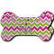 Pink & Green Chevron Ceramic Flat Ornament - Bone Front & Back Double Print