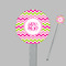 Pink & Green Chevron Clear Plastic 7" Stir Stick - Round - Closeup