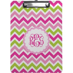 Pink & Green Chevron Clipboard (Letter Size) (Personalized)