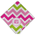 Pink & Green Chevron Cloth Dinner Napkin - Single w/ Monogram