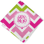 Pink & Green Chevron Cloth Cocktail Napkin - Single w/ Monogram