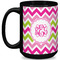 Pink & Green Chevron Coffee Mug - 15 oz - Black Full