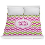 Pink & Green Chevron Comforter - King (Personalized)