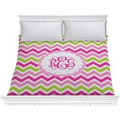Pink & Green Chevron Comforter - King (Personalized)