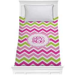 Pink & Green Chevron Comforter - Twin (Personalized)