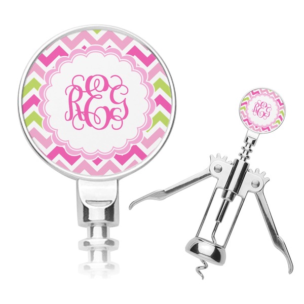 Custom Pink & Green Chevron Corkscrew (Personalized)