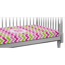 Pink & Green Chevron Crib Fitted Sheet (Personalized)
