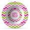 Pink & Green Chevron Microwave & Dishwasher Safe CP Plastic Bowl - Main