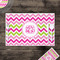 Pink & Green Chevron Disposable Paper Placemat - In Context