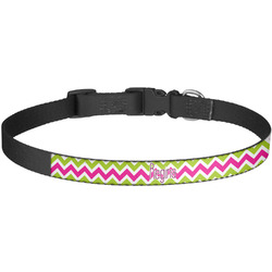 Pink & Green Chevron Dog Collar - Large (Personalized)