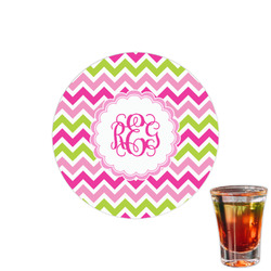 Pink & Green Chevron Printed Drink Topper - 1.5" (Personalized)