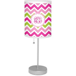 Pink & Green Chevron 7" Drum Lamp with Shade Polyester (Personalized)