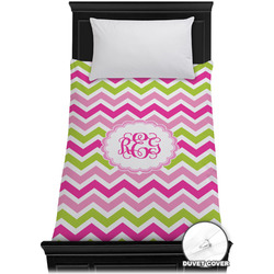Pink & Green Chevron Duvet Cover - Twin XL (Personalized)