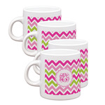 Pink & Green Chevron Single Shot Espresso Cups - Set of 4 (Personalized)