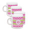 Pink & Green Chevron Espresso Cup Group of Four Front