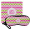 Pink & Green Chevron Personalized Eyeglass Case & Cloth