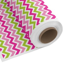 Pink & Green Chevron Fabric by the Yard - Copeland Faux Linen