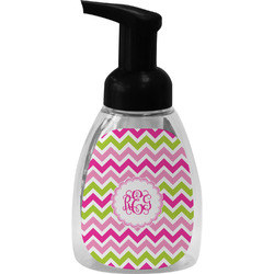 Pink & Green Chevron Foam Soap Bottle - Black (Personalized)