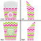 Pink & Green Chevron French Fry Favor Box - Front & Back View