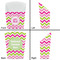 Pink & Green Chevron French Fry Favor Box - Front & Back View