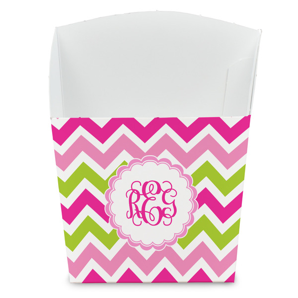 Custom Pink & Green Chevron French Fry Favor Boxes (Personalized)