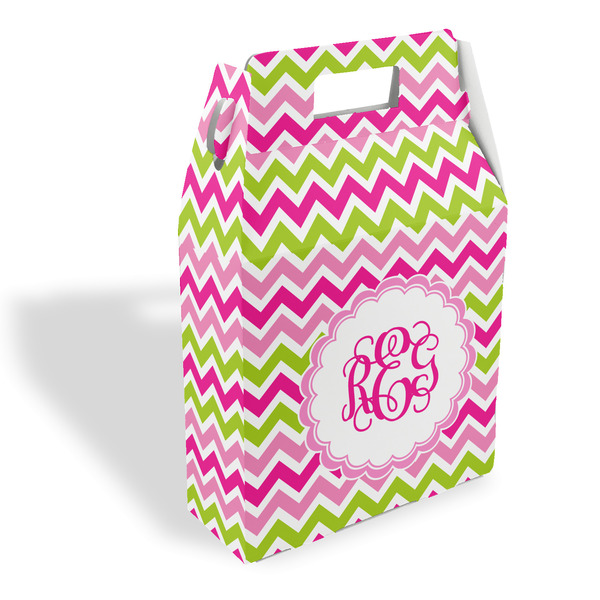 Custom Pink & Green Chevron Gable Favor Box (Personalized)