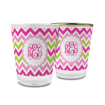 Pink & Green Chevron Glass Shot Glass - 1.5 oz (Personalized)