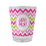 Pink & Green Chevron Glass Shot Glass - 1.5 oz - Single (Personalized)