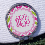 Pink & Green Chevron Golf Ball Marker - Hat Clip