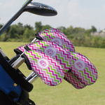 Pink & Green Chevron Golf Club Iron Cover - Set of 9 (Personalized)